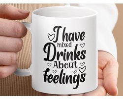 Mok Ik heb gemengde drankjes over gevoelens, grappige spreuken mok, humor mok, drink mok, emotie mok, sarcastische mok, mokken cadeau idee