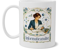 Mok Informatieanalist Art Nouveau Stijl Beroep Cadeau Dubbelzijdig Bedrukt Koffiemok met Dataflows & Grafieken