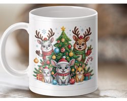 Mok, Kerst Dieren, Kerstboom, Feestelijke Mok, Schattige Reindeer, Muis, Puppy, Cadeau Idee, Warme Dranken, Cadeau voor haar, Kerst