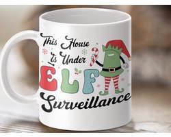 Mok Kerst Elf Bewaking, Grappige Kerst Mok, Vakantie Cadeau Ideeen, Elf Kerstcadeau, Feestelijke Mok, Kerstochtend Mok, Nieuwigheid Mok