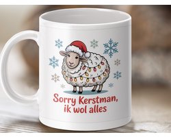 Mok kerst schaap, Sorry Kerstman, ik wol alles mok, Feestdagen mok, Kerst mok, Nieuwjaarscadeau, grappige mok