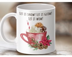Mok Kerst Spreuk, Let It Snow Let It Glow Let It Wow, Rode Kerstmok, Winter Mok, Kerstcadeau Idee, Feestdagen Mok, Mok met Opschrift