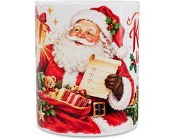Mok Kerstman maakt een wens waar Sfeervolle Kerstmok met Magisch Cadeau, Verlanglijst en Roodborstje Nostalgische Kerst Beker voor Koffie en Warme Chocolademelk Warm Kerstcadeau voor Familie en Vrienden
