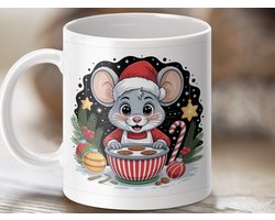 Mok kerstmuis koekjes bakken, Kerst mok cadeau, Feestelijke mok, Kerst cadeaus, Cute mok, Kerst decoratie, Vakantie mok