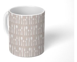 Mok - Koffiemok - Bestek - Patroon - Keuken - Mokken - 350 ML - Beker - Koffiemokken - Theemok