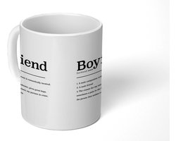 Mok - Koffiemok - Boyfriend - Woordenboek - Quotes - Spreuken - Vriend definitie - Mokken - 350 ML - Beker - Koffiemokken - Theemok - Mok met tekst