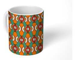Mok - Koffiemok - Design - Retro - Oranje - Abstract - Mokken - 350 ML - Beker - Koffiemokken - Theemok