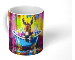 Mok - Koffiemok - Ezel - Badkuip - Roze - Schuim - Mokken - 350 ML - Beker - Koffiemokken - Theemok