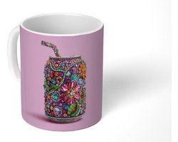 Mok - Koffiemok - Frisdrankblikje - Bloemenpatroon - Edelstenen - Kleurrijk - Mokken - 350 ML - Beker - Koffiemokken - Theemok