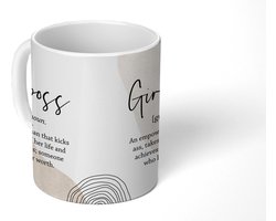 Mok - Koffiemok - Girlboss - Woordenboek - Spreuken - Quotes - Mokken - 350 ML - Beker - Koffiemokken - Theemok - Mok met tekst
