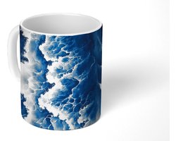 Mok - Koffiemok - Golven - Blauw - Schuim - Mokken - 350 ML - Beker - Koffiemokken - Theemok