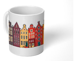 Mok - Koffiemok - Illustratie - Amsterdam - Huis - Mokken - 350 ML - Beker - Koffiemokken - Theemok