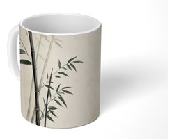 Mok - Koffiemok - Japandi - Bamboe - Beige - Mokken - 350 ML - Beker - Koffiemokken - Theemok