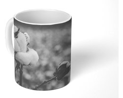 Mok - Koffiemok - Katoen - Planten - Zwart - Wit - Mokken - 350 ML - Beker - Koffiemokken - Theemok