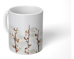 Mok - Koffiemok - Katoen - Wit - Natuur - Mokken - 350 ML - Beker - Koffiemokken - Theemok