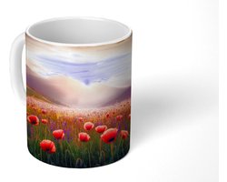 Mok - Koffiemok - Landschap - Zonsondergang - Bloemenveld - Mokken - 350 ML - Beker - Koffiemokken - Theemok
