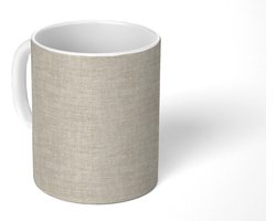 Mok - Koffiemok - Linnen - Textuur - Beige - Mokken - 350 ML - Beker - Koffiemokken - Theemok