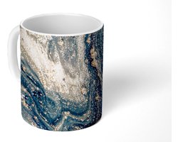 Mok - Koffiemok - Marmer - Verf - Glitter - Goud - Mokken - 350 ML - Beker - Koffiemokken - Theemok