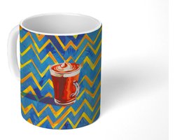 Mok - Koffiemok - Mok - Koffie - Zigzag - Slagroom - Mokken - 350 ML - Beker - Koffiemokken - Theemok