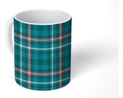 Mok - Koffiemok - Plaid - Schotse ruit - Patronen - Blauw - Roze - Mokken - 350 ML - Beker - Koffiemokken - Theemok