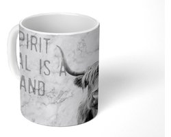 Mok - Koffiemok - Quote - Schotse hooglander - Marmer - Mokken - 350 ML - Beker - Koffiemokken - Theemok