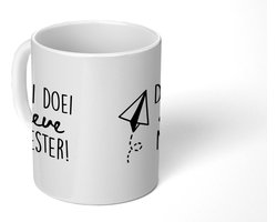 Mok - Koffiemok - Quote - Vliegtuig - Afscheid Meester - Leerkracht - Mokken - 350 ML - Beker - Koffiemokken - Theemok - Mok met tekst