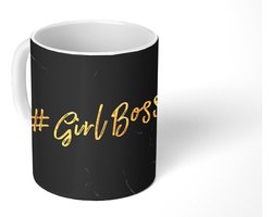 Mok - Koffiemok - Quotes - Girl - Goud - Marmer - Mokken - 350 ML - Beker - Koffiemokken - Theemok