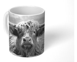 Mok - Koffiemok - Schotse hooglander - Zwart wit - Bad - Schuim - Mokken - 350 ML - Beker - Koffiemokken - Theemok