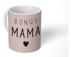 Mok - Koffiemok - Spreuken - Quotes Bonus Mama - Moederdag cadeautje - Stiefmoeder - Mokken - 350 ML - Beker - Koffiemokken - Theemok - Mok met tekst