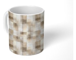 Mok - Koffiemok - Textuur - Linnen - Beige - Mokken - 350 ML - Beker - Koffiemokken - Theemok