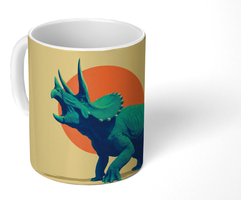 Mok - Koffiemok - Triceratops - Cirkel - Oranje - Hoorns - Mokken - 350 ML - Beker - Koffiemokken - Theemok
