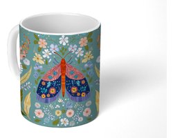 Mok - Koffiemok - Vlinder - Sierlijk - Bloemen - Bladeren - Mokken - 350 ML - Beker - Koffiemokken - Theemok