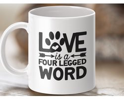 Mok Liefde is een Vierpotig Woord Hondenpoot Design, Schattige Dieren Mok, Cadeau voor Hondenliefhebber, Koffiemok, Unieke Mok