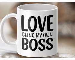 Mok Love Being My Own Boss, Grappige Ondernemer Mok, Motiverende Mok, Zelfstandige Mok, Cadeau voor Boss Lady, Carrière Mok, Werk Mok