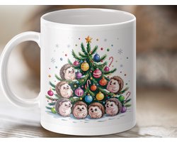 Mok Merry Christmas Egel Kerstboom mok, Schattige Egels, Feestdagen mok, Winter Mok, Cadeau Idee, Kerstcadeau, Dier mok, Unieke mok