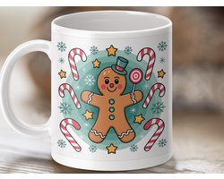 Mok Merry Christmas Gingerbread Man, Snoepgoed kerstmok, Kerstmis mok, feestelijke mok, wintermok, leuke mok, koffie mok