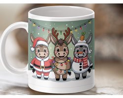 Mok Merry Christmas, Kerst Ezel Design, Grappige Ezel Mok, Kerstcadeau, Ezel Cadeau, Cartoon Ezel, Feestdagen Mok, Cadeau voor Ezel