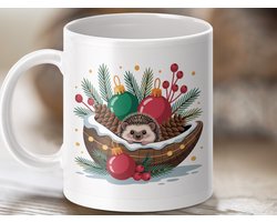 Mok Merry Christmas, Schattige Egel Kerst, Winter Tafereel Mok, Feestelijke Drank Mok, Cadeau Idee, Egel Liefhebbers Mok, Egel Ontwerp