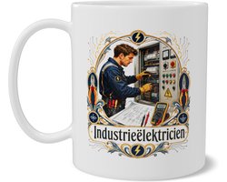 Mok met Beroep Industrieëlektricien Art Nouveau Illustratie Beroepen Mokken Koffiebeker Cadeau voor Elektriciens Dubbelzijdige Print