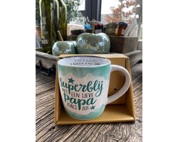 Mok met de tekst Superblij met een lieve papa zoals jij / cadeau / vaderdag cadeau / moederdag / verjaardag / Valentijnsdag / liefde / vriendschap