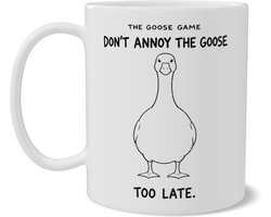 Mok met Gans The Goose Game Don't Annoy The Goose Grappige Koffiemok Dubbelzijdige Print Zwart-Wit Illustratie Beker Cadeau