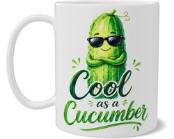 Mok met Grappige Komkommer Cool as a Cucumber - Koffiemok met Schattige Aquarel Fruit Karakter - Vrolijk Cadeau voor Vrienden en Familie - Dubbelzijdig Bedrukt