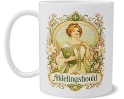 Mok met illustratie van Afdelingshoofd in vintage Art Nouveau stijl - Waarderingscadeau voor manager, teamleider of baas - Sierlijke koffiemok met botanische details voor op kantoor, vergadertafel of thuiswerkplek
