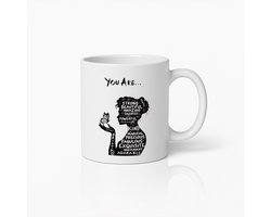 Mok met Inspirerende Woorden en Silhouet – Koffiebeker met Motiverende Tekst voor Vrouwen