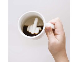 Mok met middelvinger, 300 ml keramische mok, de ultieme kantoorgrap, uniek en grappig voor mannen en vrouwen, vaatwasmachinebestendig