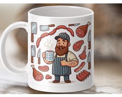 Mok met Slager Ontwerp, Grappige Boodschap, Cadeau voor Slagers, Koffiemok, Uniek Design, Keuken Decoratie, Grappig Slager Cadeau