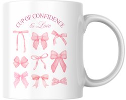 Mok met Strikjes - Cup of confidence & Love - Thee - Koffie mok - Girls