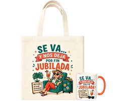Mok met tas - Grappig pensioencadeau - Keramiek en katoen