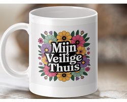 Mok Mijn Veilige Thuis, Retro Bloem Design Mok, Housewarming Cadeau Vrouwen, Gezellige Koffie Thee Mok, Nieuw Huis Home Decor Cadeau Voor