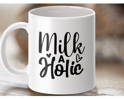 Mok, Milk A Holic, Melkliefhebber Mok, Caffeïne Verslaving, Grappige Mok, Cadeau voor Melkdrinker, Koffiemok, Thee Mok, Unieke Mok